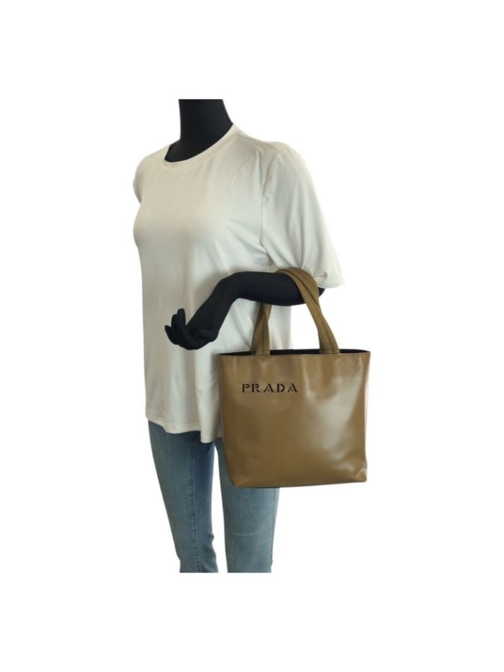 Prada Logo Tote Totes Khaki - Picture 7 of 9